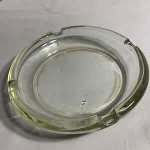 Clear Glass Ashtray - Light Yellow Tint
